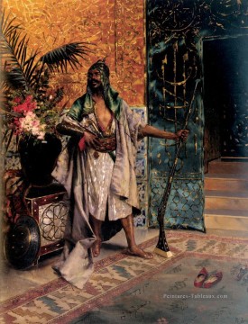 Harem Garde Arabe peintre Rudolf Ernst Peinture à l'huile